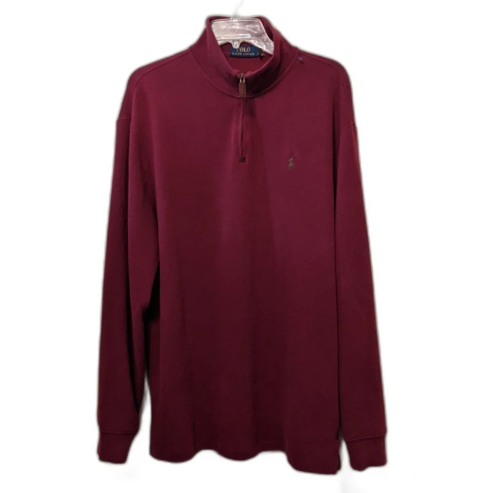 POLO RALPH LAUREN Men Quarter Zip Cotton Knit Shirt XL